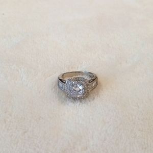 CZ Double Halo Engagement Ring